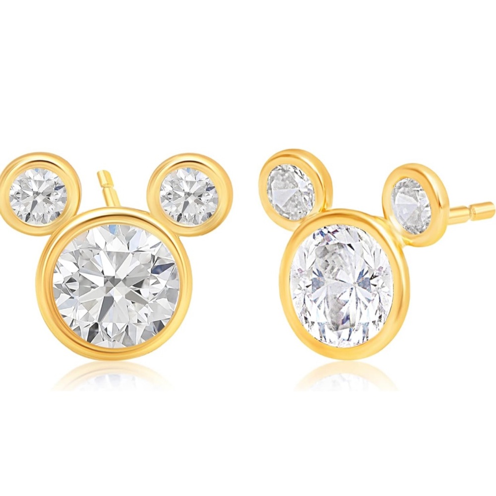 Disney Mickey Mouse Stud Earrings 10k CZ